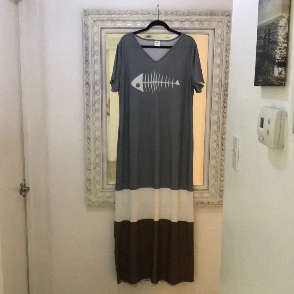 Fishbone Color Block Maxi dress XL